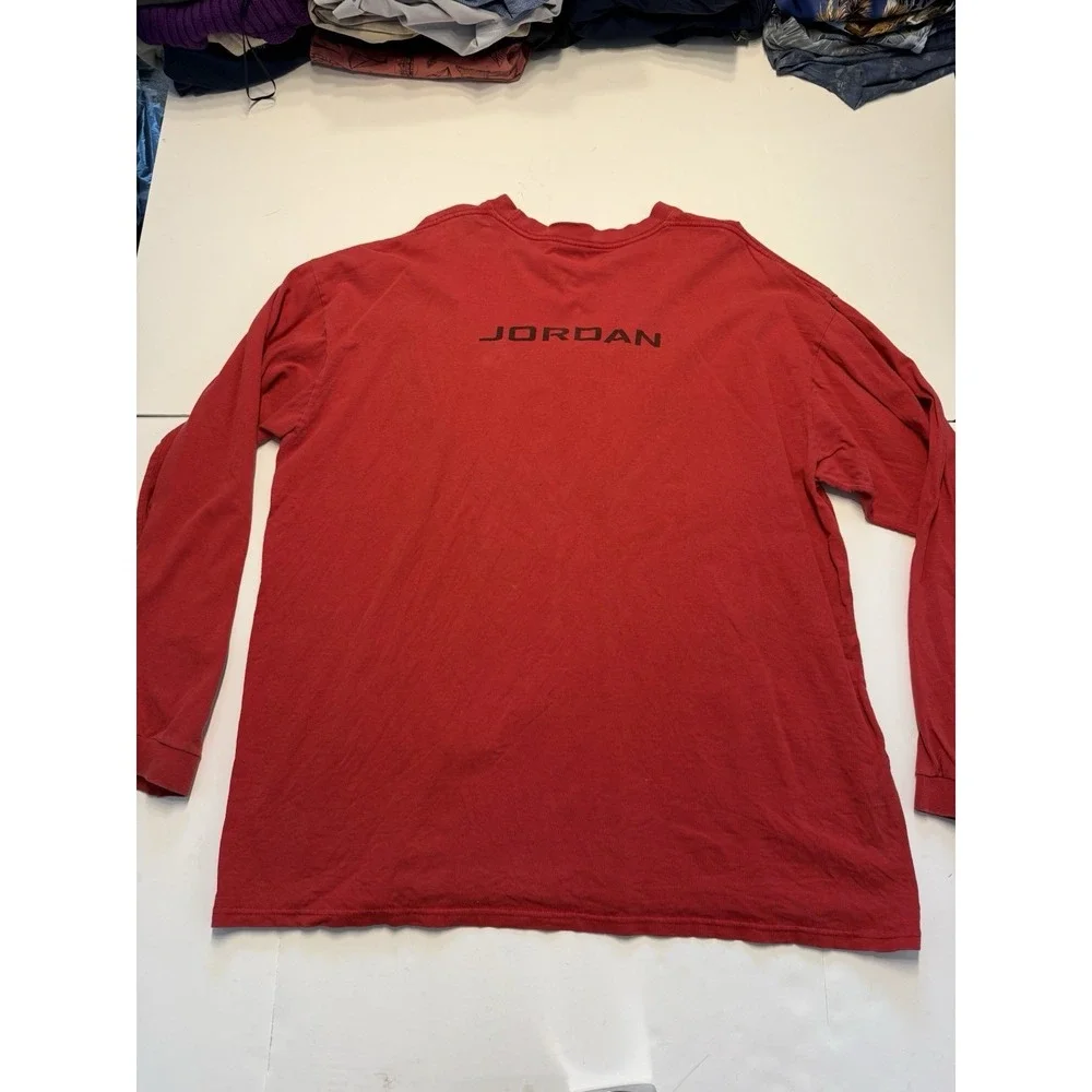 Vintage Y2K Jordan Brand Long Sleeve Shirt XXL Red Oversized Boxy Spell Out 2003